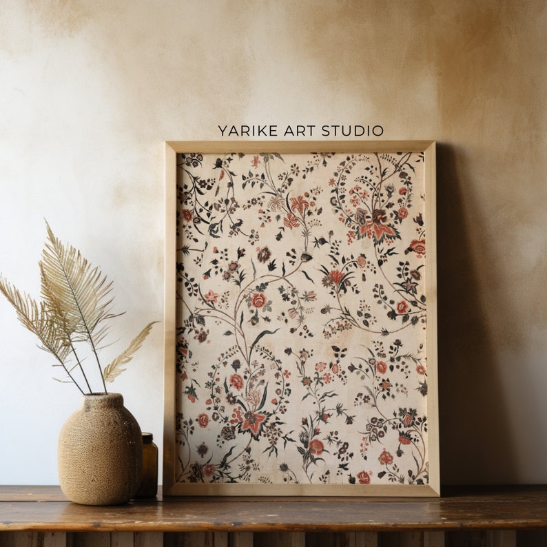 Vintage Printable Tapestry Art Print Neutral Botanical Pattern Wall ...