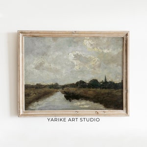 Country River Oil Painting | Vintage Landscape Downloadable PRINTABLE | Yarike Art Studio Art Print | 232-Y