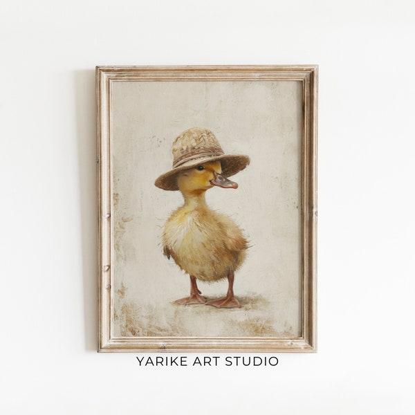 Vintage Duck Portrait Painting Rustic Wall Art Decor Vintage Farmhouse Wall Art Farm Animal Print Nursery Duckling Ai Wall Art Print 417