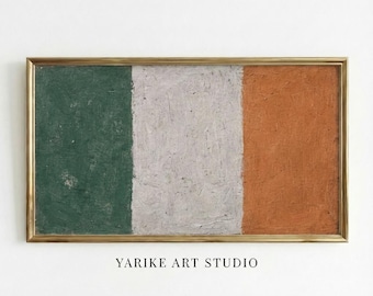 Vintage Irish Flag Samsung Frame TV Art | Textured Tricolor Minimal Digital TV Painting