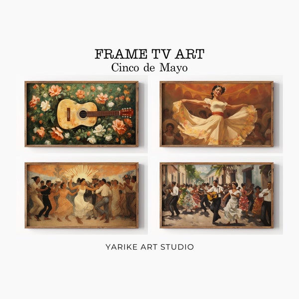 Cinco De Mayo Samsung Frame TV Art Bundle Set of 4 | Mexican Holiday Frame TV Art | Hispanic Heritage Art for TV | Digital Download | 12