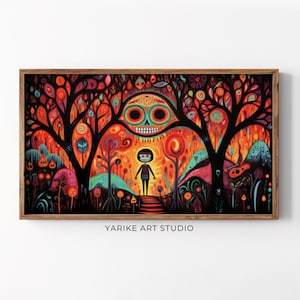 Abstract Halloween Zombie Samsung FRAME TV Art, Whimsical Painting Tv Art Frame, Halloween Decor, Living Room TV Art, Digital Download, 272