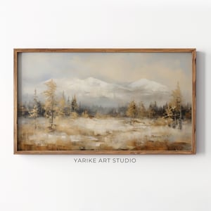 Winter FRAME TV Art | Vintage Winter Snow Landscape DIGITAL Download | Snowy Mountain Tv Art | Rustic Cabin Christmas Frame Tv Art | 19