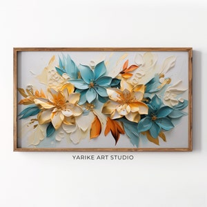 Frame TV Art Abstract Flowers Painting, Floral Painting Digital Download, Textured 3D Wildflower Art for Frame TV, Colorful Tv Art,  148