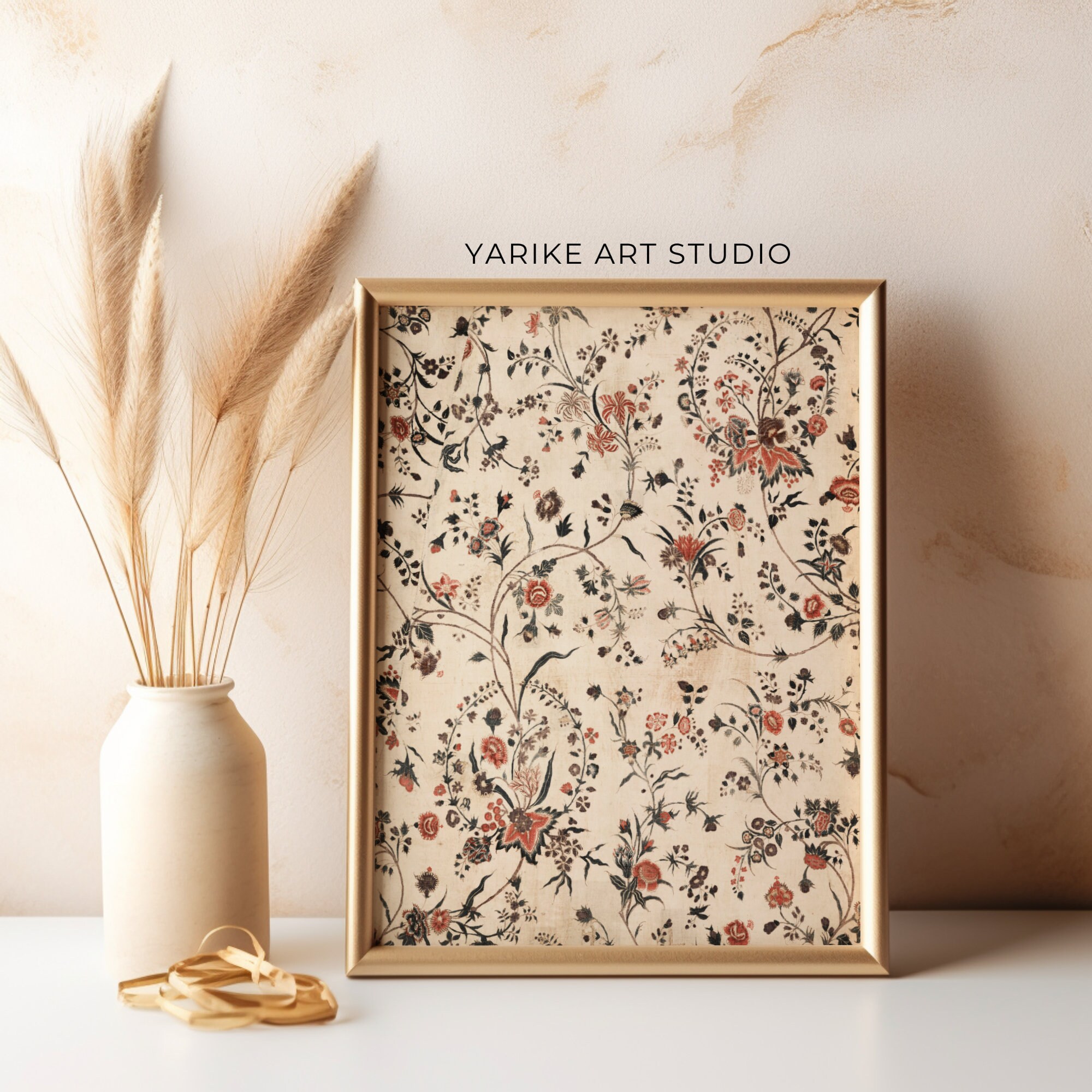 Vintage Printable Tapestry Art Print Neutral Botanical Pattern Wall ...