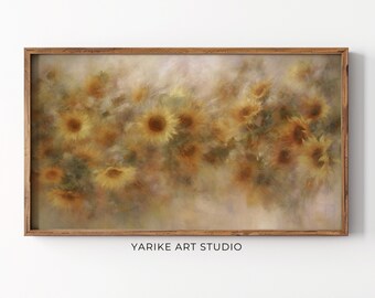 Vintage Sunflowers Frame TV Art, Abstract Autumn Painting (Digital Download)