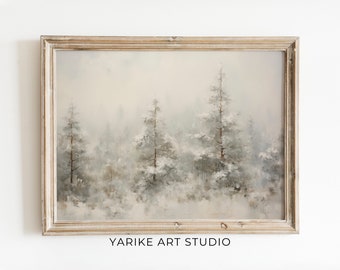 Rustic Winter Landscape Print | Vintage Snowy Countryside Painting | Farmhouse Decor XMas Digital Print | Winter Landscape Prints | 4-AI