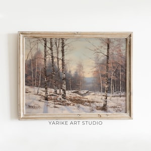 Snow Winter Landscape Painting Christmas Wall Art Christmas Print Forest Wall Art Vintage Christmas Decor Winter Print Holiday Digital 186AI