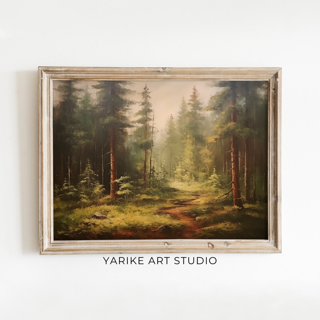 Rustic Forest Landscape Print | Vintage Country Wall Art (digital ...