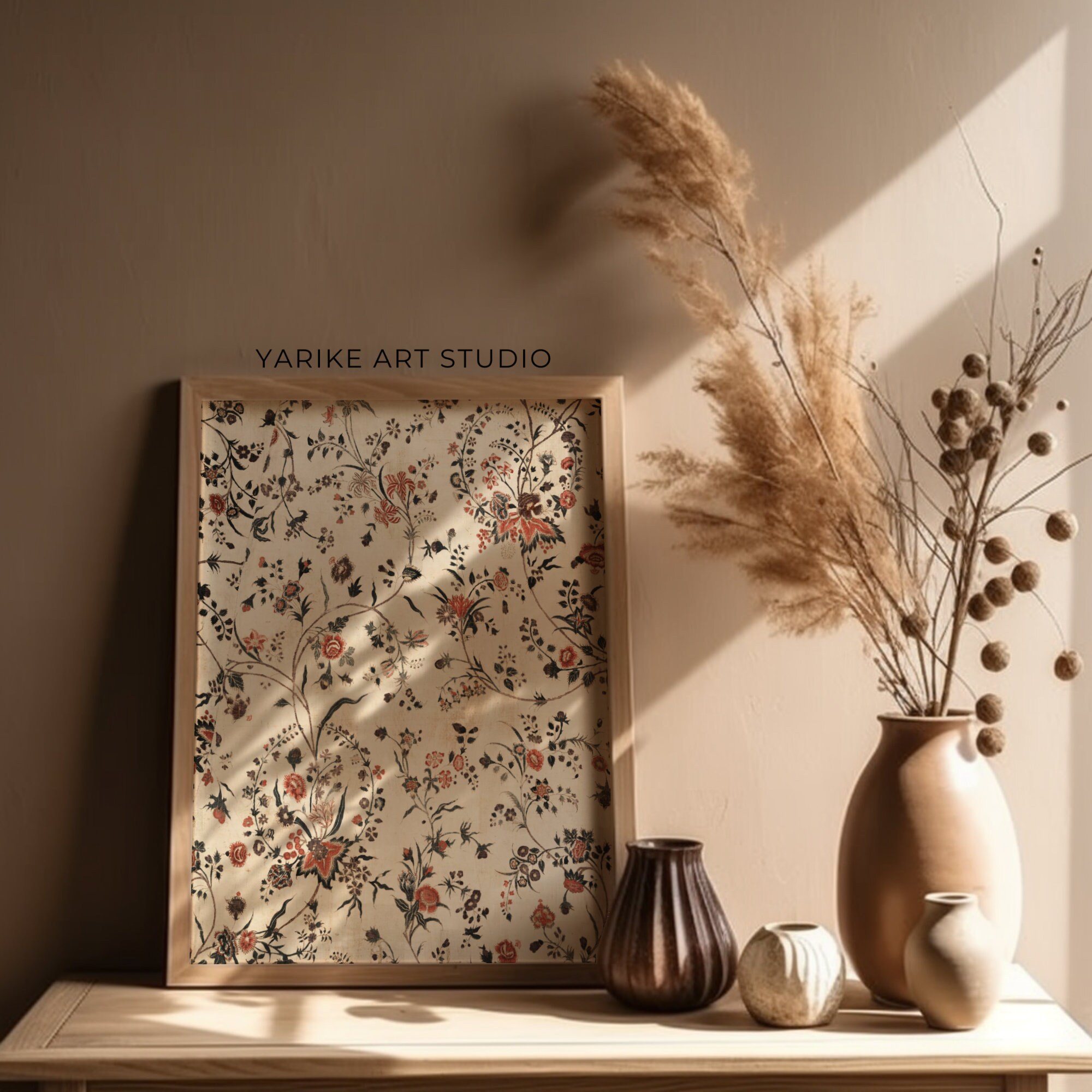 Vintage Printable Tapestry Art Print Neutral Botanical Pattern Wall ...