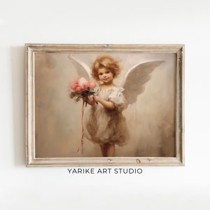 Vintage Cupid Painting | Valentines Day Angel Print | Antique Love Cupid Art Printable | Valentines Day Poster | YARIKE | 263-AI