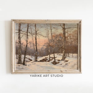 Snow Winter Landscape Painting Christmas Wall Art Christmas Print Forest Wall Art Vintage Christmas Decor Winter Print Holiday Digital 183AI