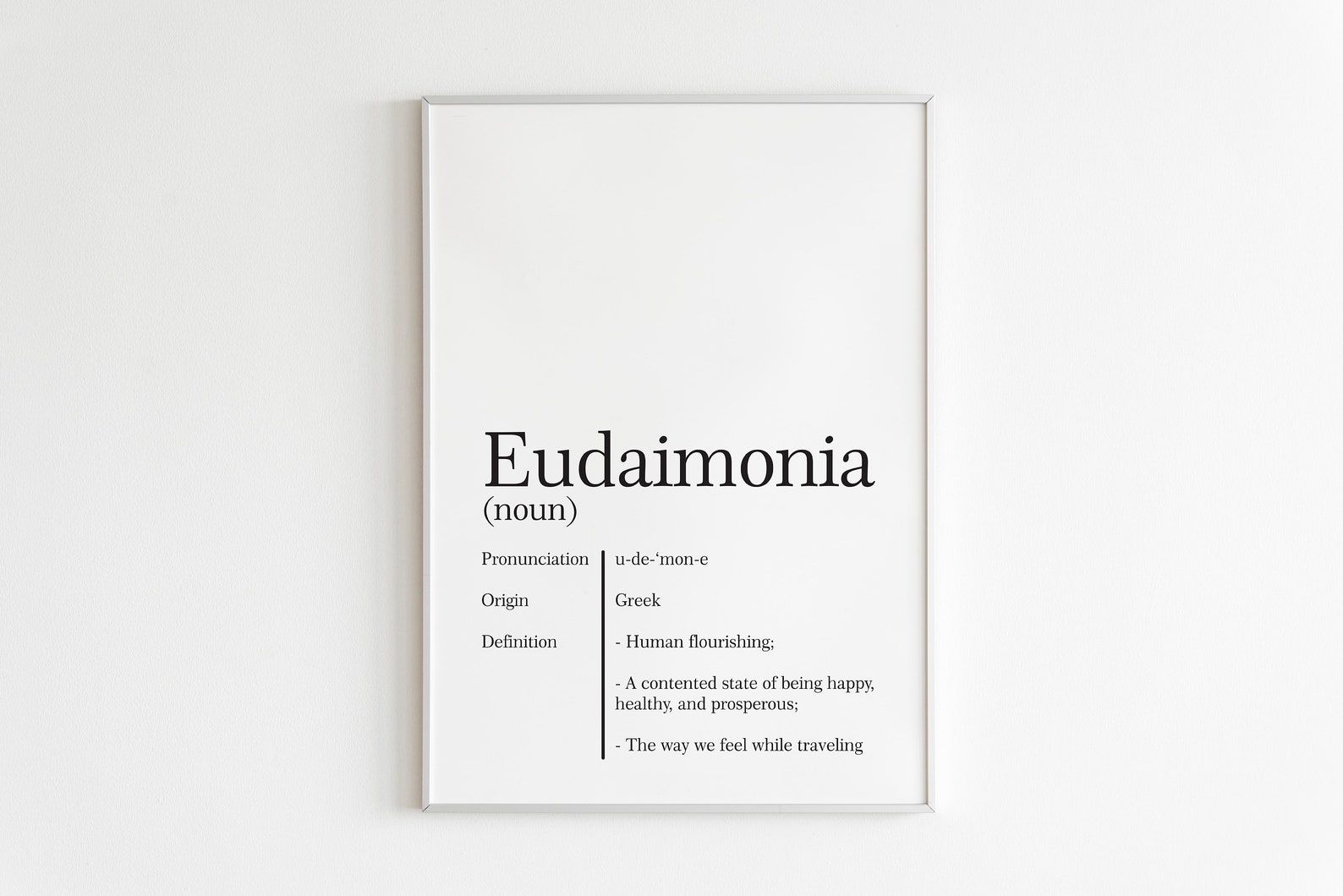 Eudaimonia Definition Print Greek Digital Download Etsy