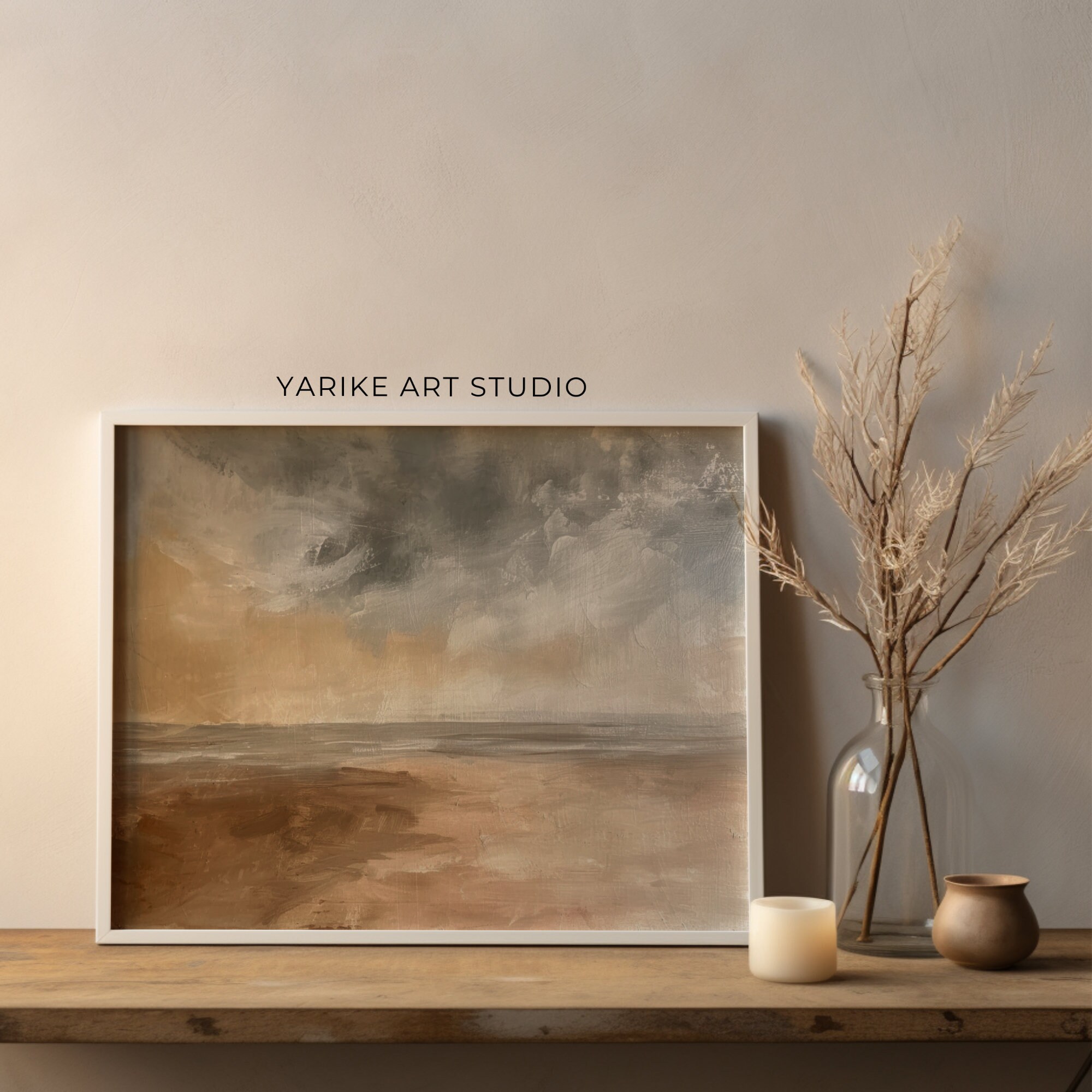 Minimalist Coastal Landscape Painting Muted Seascape Painting Earth 