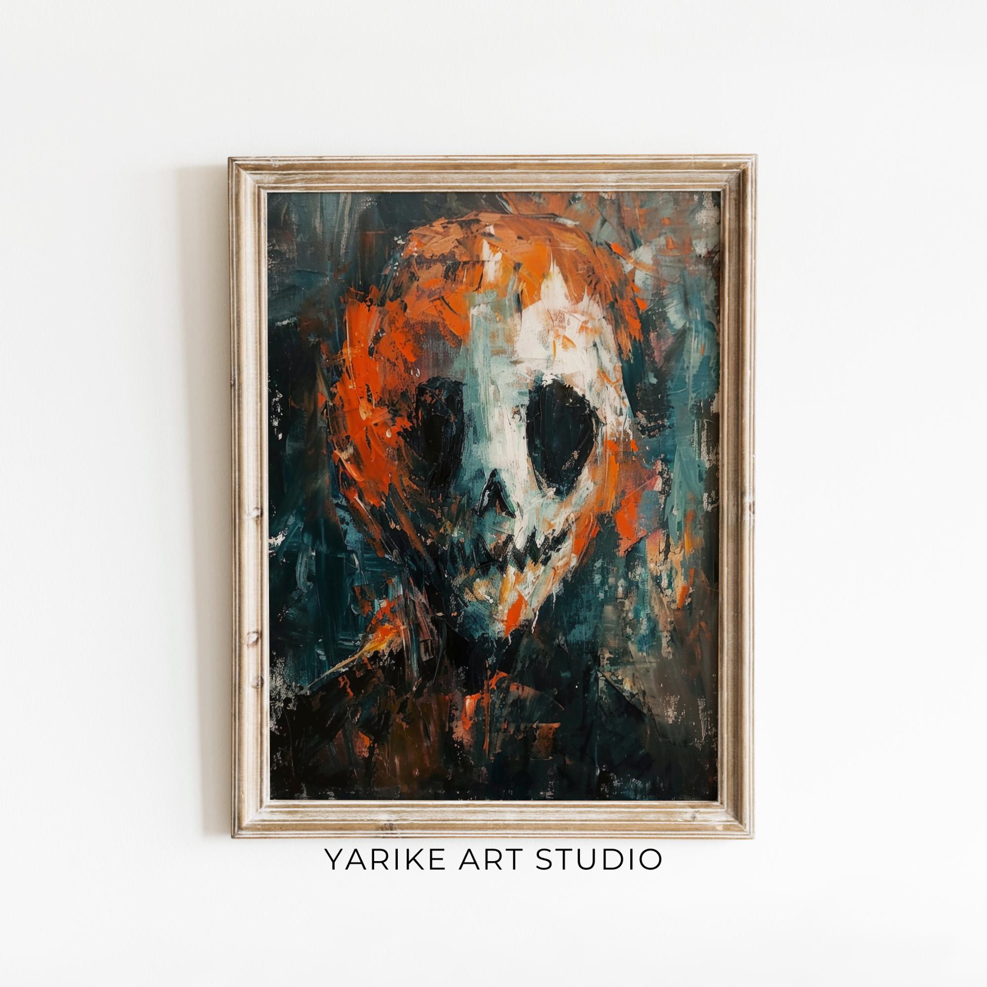 Abstract Scary Skull Face Painting, Moody Abstract Macabre