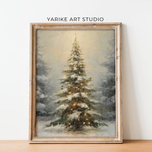 Fir Tree Painting Print | Snow Covered Pine Tree | Christmas Tree in ...