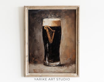 Guinness öl oljemålning tryck, St Patricks Day dekor (digital nedladdning)