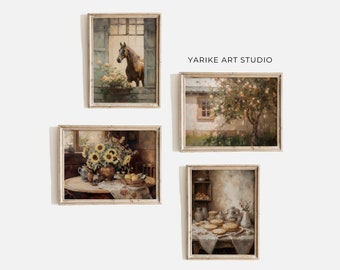 Vintage Farmhouse Kitchen Art Prints | Set of 4 (Digital Download)