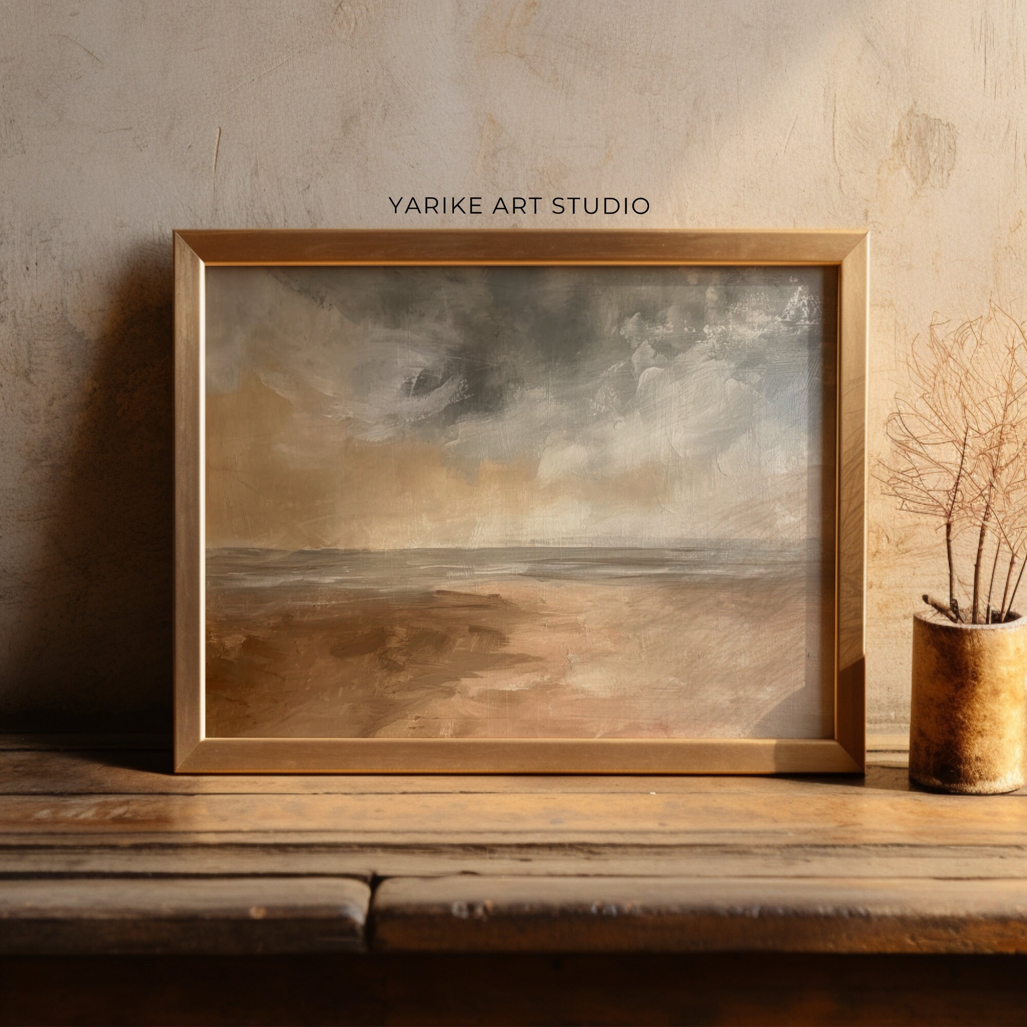 Minimalist Coastal Landscape Painting Muted Seascape Painting Earth 