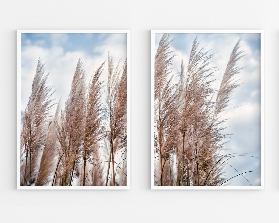 Ensemble de 2 Pampas Grass Wall Art Rustic Floral Botanical Etsy