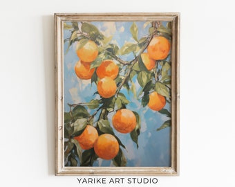 Kitchen Farmhouse Wall Art Print | Orange Fruit Oil Painting | Vintage Art PRINTABLE Digital Download Art | Farmhouse Decor | 516