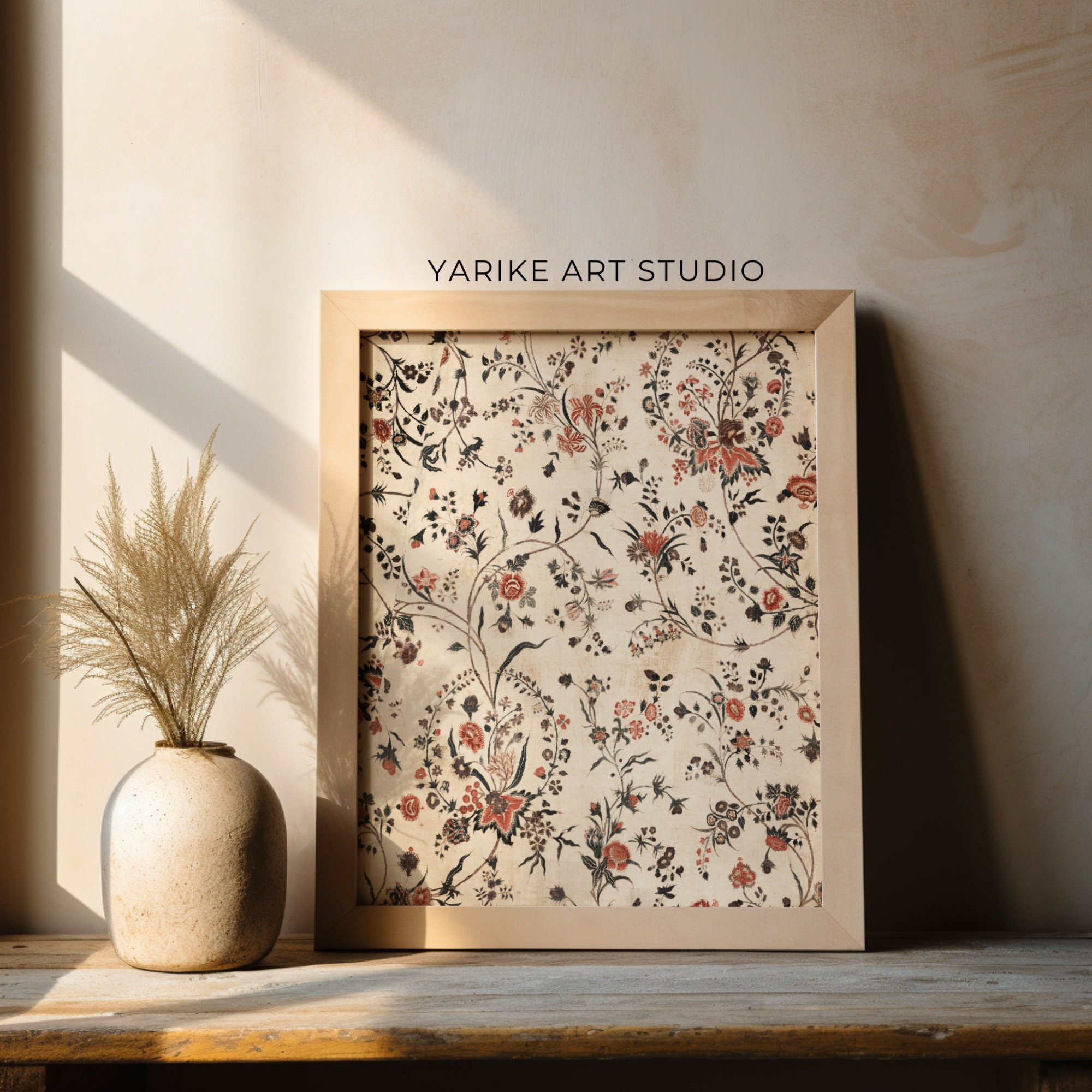 Vintage Printable Tapestry Art Print Neutral Botanical Pattern Wall ...