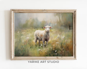 春の子羊の絵 / 羊の絵 印刷可能 / 農家風の子供部屋の装飾 / #459