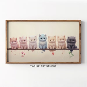 Valentine&#39;s Day Cute Cats FRAME TV Art Valentine Cats Neutral Frame Tv Art Abstract Valentines Kitties Download for Tv Cute Home Decor 17-TV