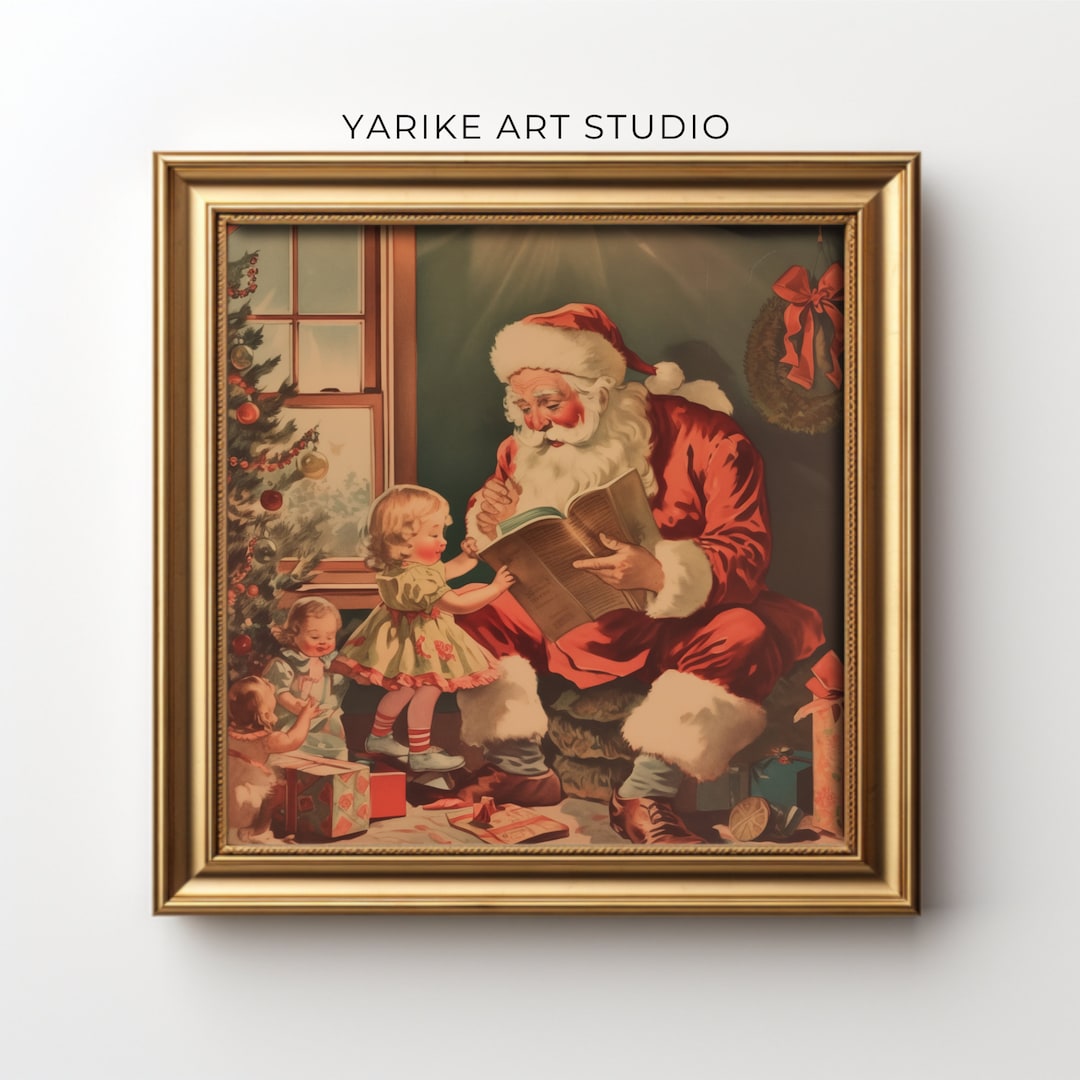 Santa Portrait Vintage Christmas Wall Art Printable Christmas Santa