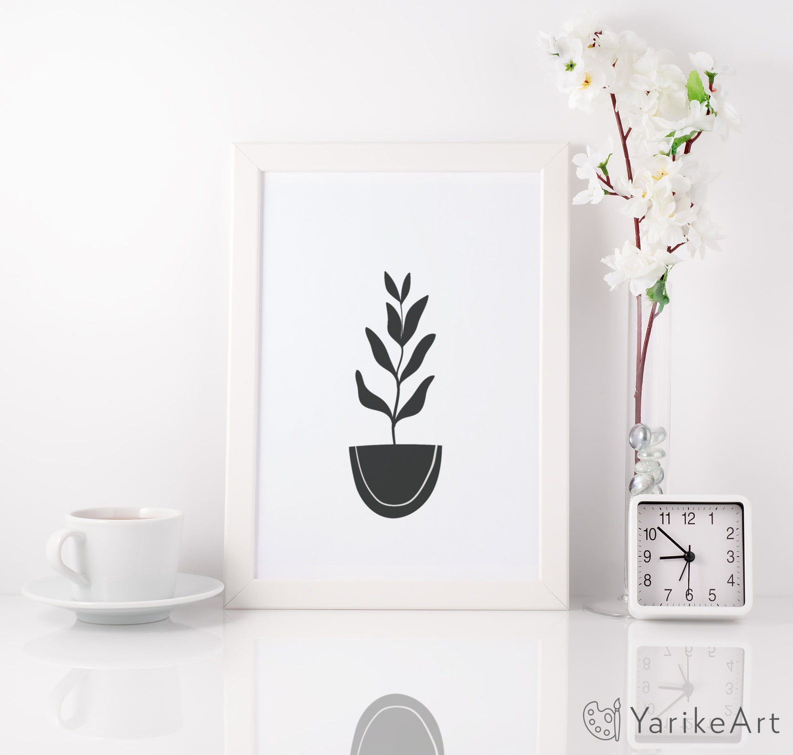 Black and white botanical Wall Art Decor Digital Download Etsy