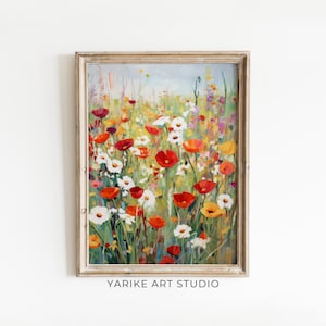 Wildflowers Oil Painting Spring Decor Vintage Spring Wall Art Farmhouse Decor Easter Decor Floral Print Spring Print Digital 653