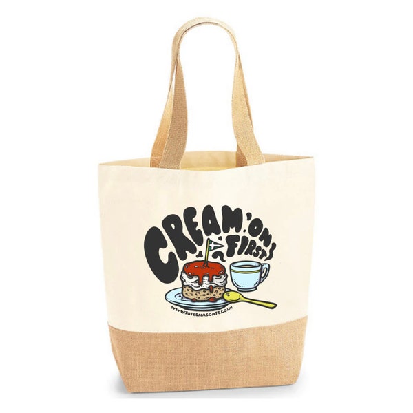 Cream on First Jute Bag