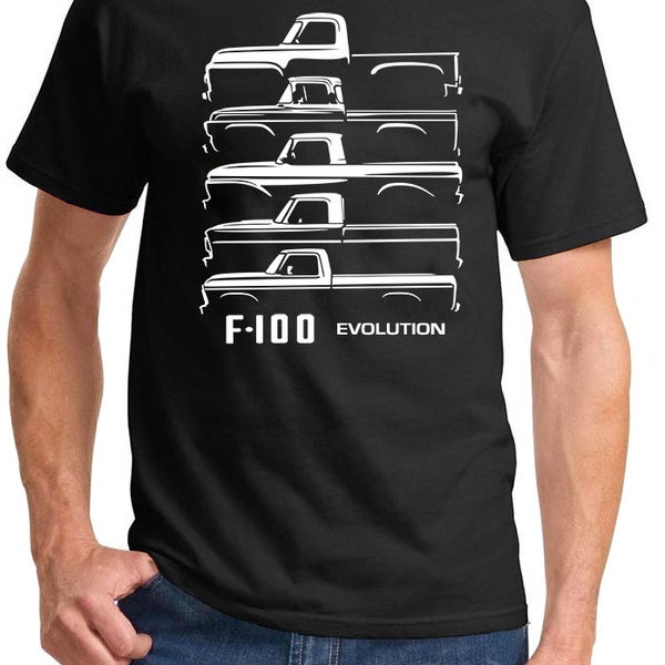 Ford F100 Pickup Truck Evolution Classic Outline Design Tshirt