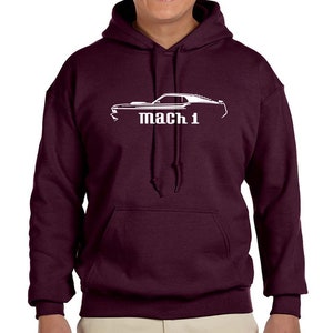 1970 Ford Mach 1 Mustang Classic Outline Design Hoodie Sweatshirt