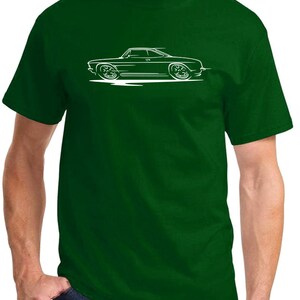 1965-69 Corvair Hardtop Redline Design Tshirt Forest Green