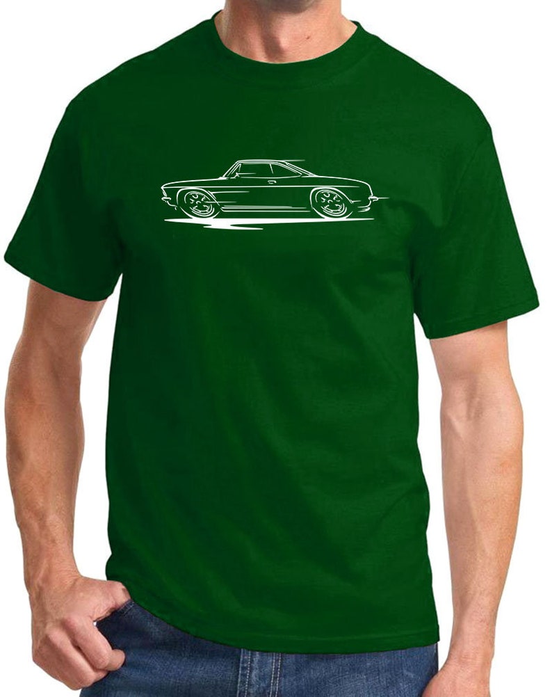 1965-69 Corvair Hardtop Redline Design Tshirt Forest Green