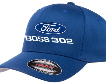 Ford Boss 302 Mustang Logo Classic Design Flexfit 6277 Baseball Hat Cap