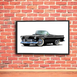 1955 Ford Thunderbird Convertible with Hubcaps Wall Art Poster