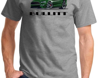 2019 2020 Bullitt Ford Mustang Green Car Retro Full Color Design Tshirt