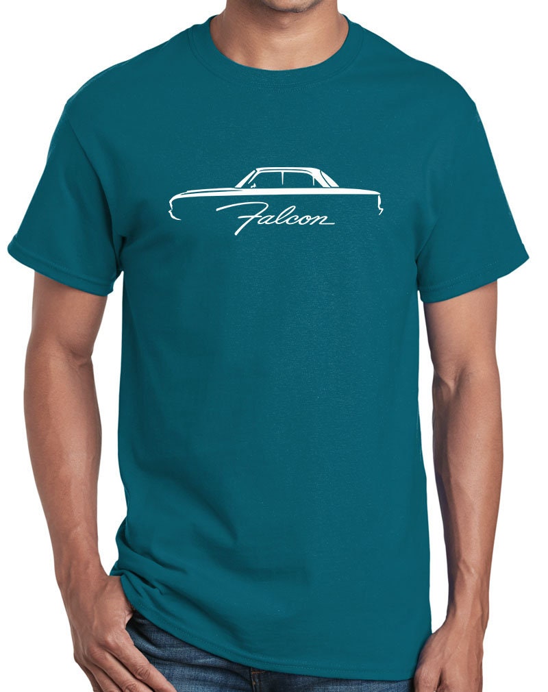 Classic 1966-70 Ford Falcon Outline Print T-Shirt - Red & Black, Heavy Cotton Tee For Car Lovers