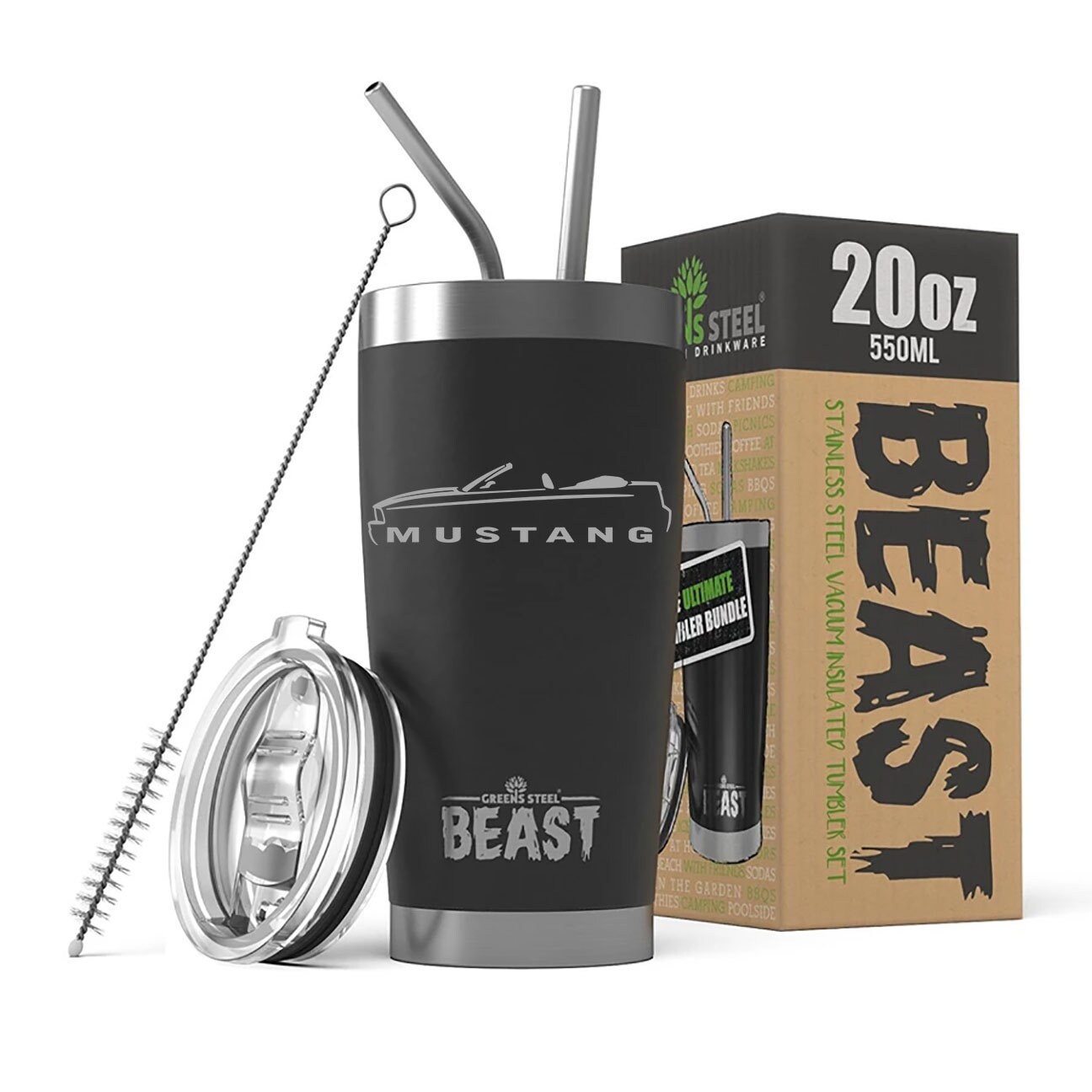 2005-09 Ford Mustang Convertible Outline Design Beast 20oz / 30oz Stainless Steel Tumbler