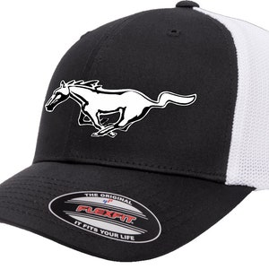 Ford Mustang Running Horse Logo Classic Design Flexfit 6511 Trucker Baseball Hat Cap