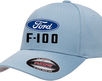 Ford F100 Pickup Truck Logo Classic Design Flexfit 6277 Baseball Hat Cap