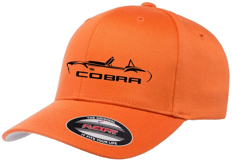 Flexfit 6277 Fitted Baseball Hat – Shelby Cobra Outline Design, Olive Green S/M Size - View #7