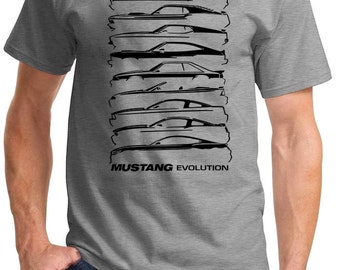 1964-2020 Ford Mustang Evolution Classic Outline Design Tshirt