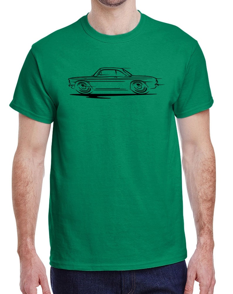 1960-64 Corvair Hardtop Redline Design Tshirt Kelly Green