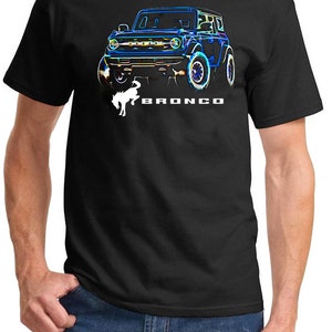 2021-24 Ford Bronco 4x4 Neon Design Full Color Tshirt Blue