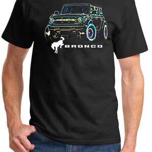 2021-24 Ford Bronco 4x4 Neon Design Full Color Tshirt Gray