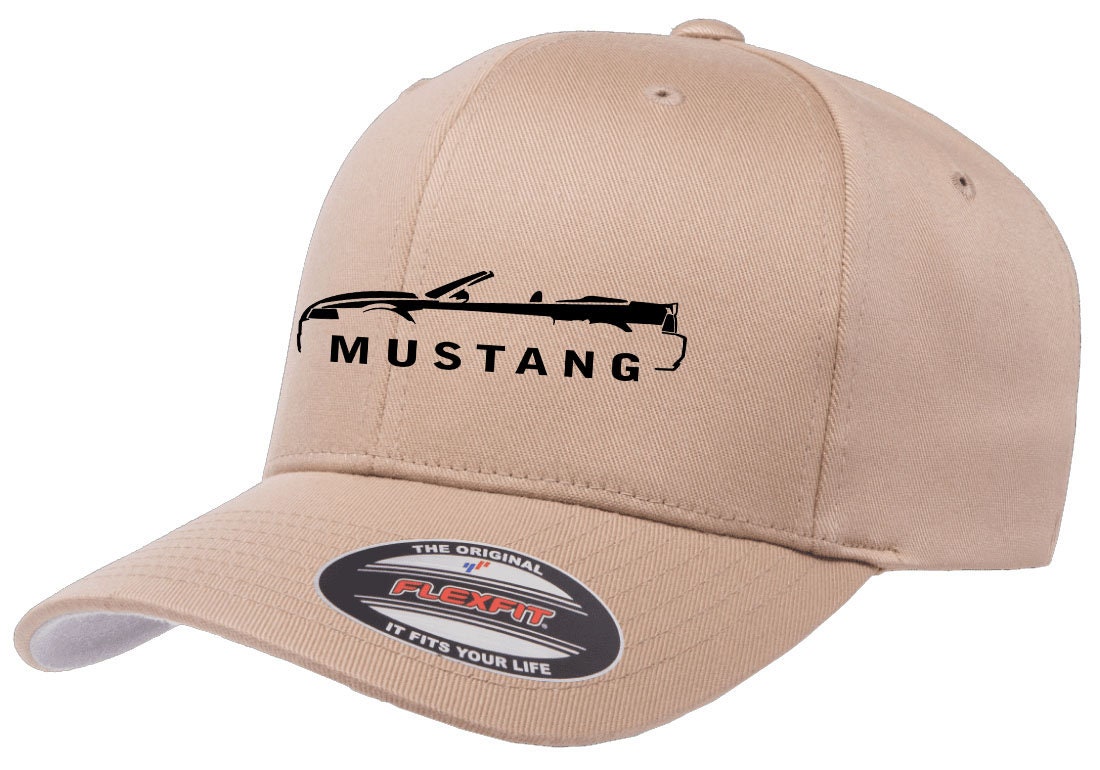 Ford Mustang Convertible Outline Design Flexfit Hat - 1999-2004 Mustang Athletic Baseball Cap (Fitted)