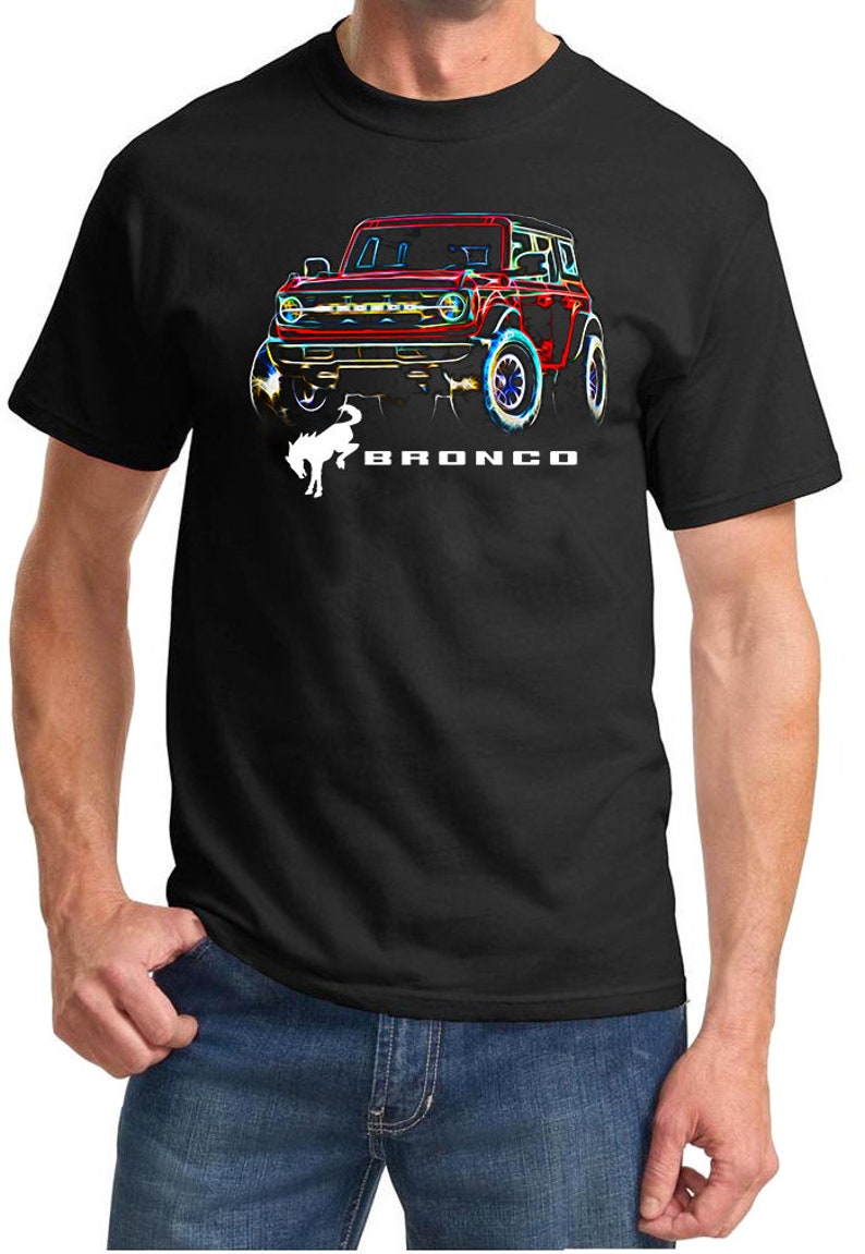 2021-24 Ford Bronco 4x4 Neon Design Full Color Tshirt Red